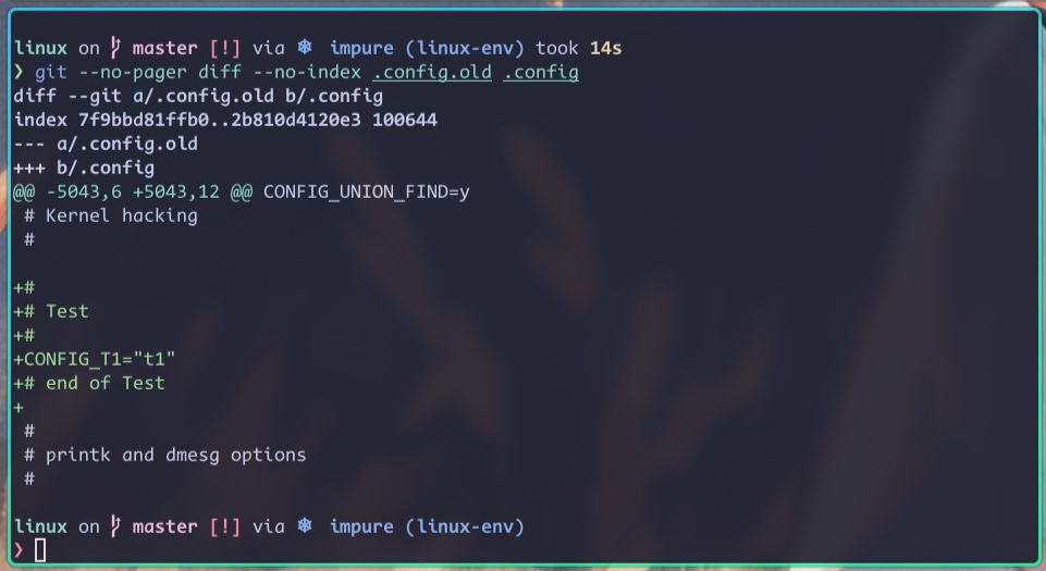 git diff .config.old .config